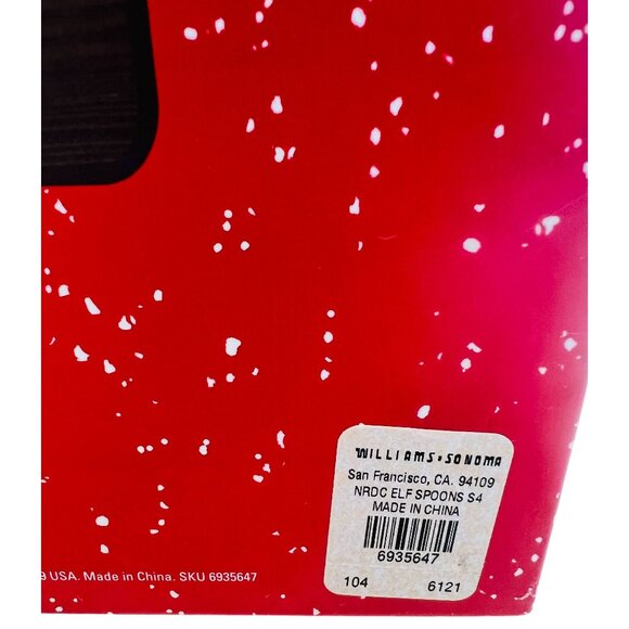 Williams Sonoma Nordic Elf Stoneware Spoons Snowman Set of 4 NEW IN BOX - Picture 3 of 4